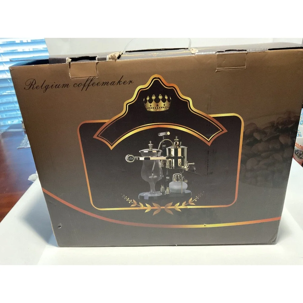 Exquisite Life Belgium Style Siphon Coffee Maker Gold Glass New in Box